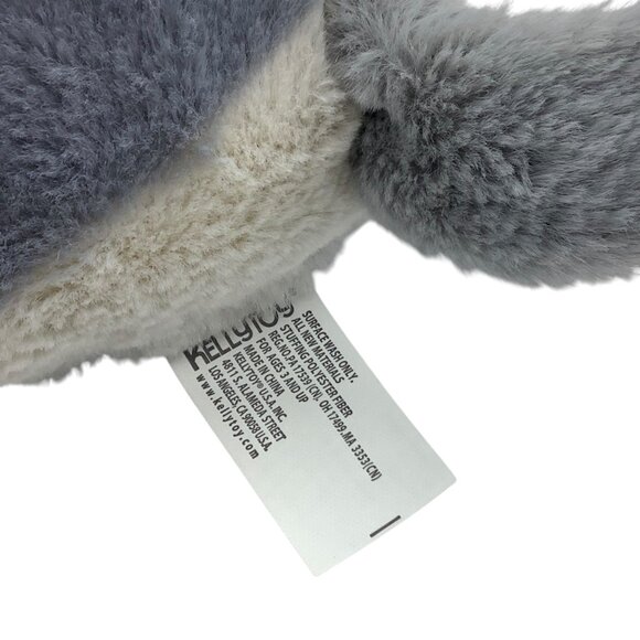 KellyToy Striped Gray & White Plush Dog Toy Holding Pink "Kisses" Heart 10.5” - Picture 4 of 9